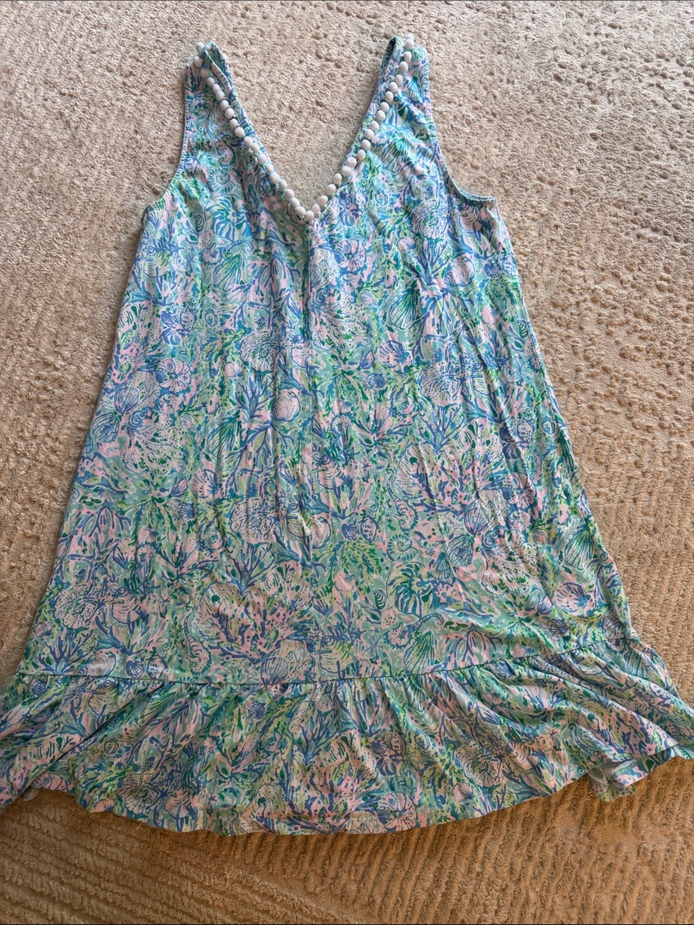 Women’s Lilly Pulitzer Floral V-Neck Sleeveless Sundress in Blue & Green - Picture 2 of 3